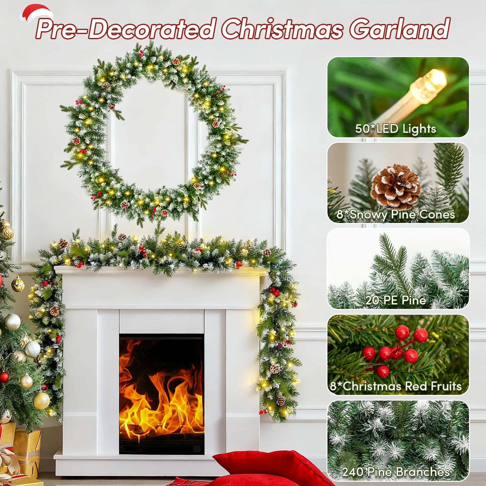 Pre-Lit Christmas Garland with Warm White LED Lights final cut