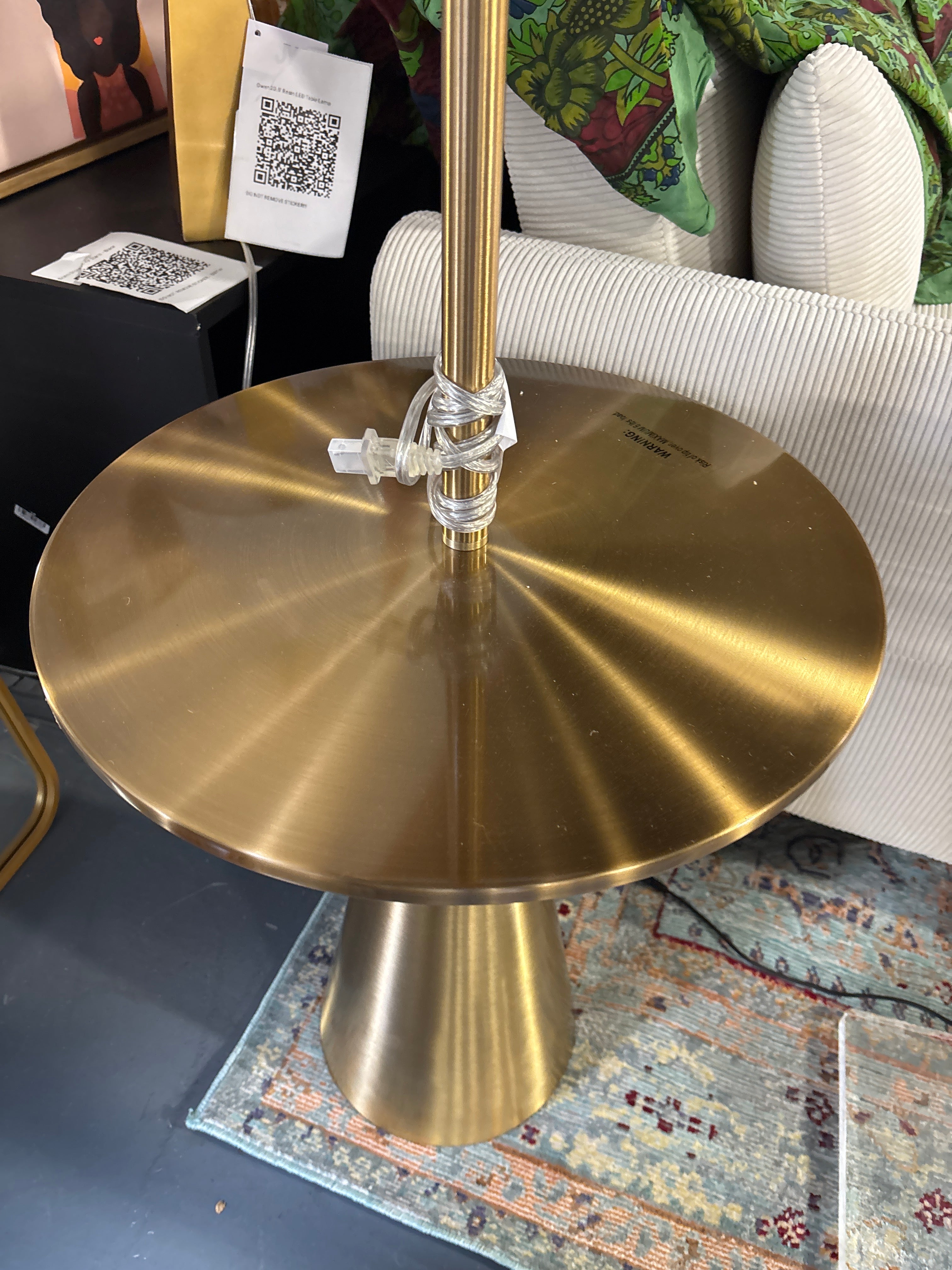 67.75"x17" Modern Floor Lamp with Table - Brass SHOWROOM ITEM