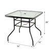 Patio Square Table Tempered Glass Steel Frame Outdoor Pool Yard Garden