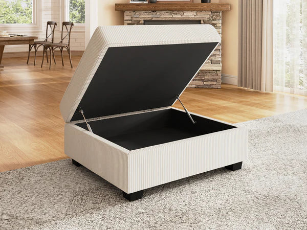 1 Piece Corduroy Modular Sectional Storage Ottoman