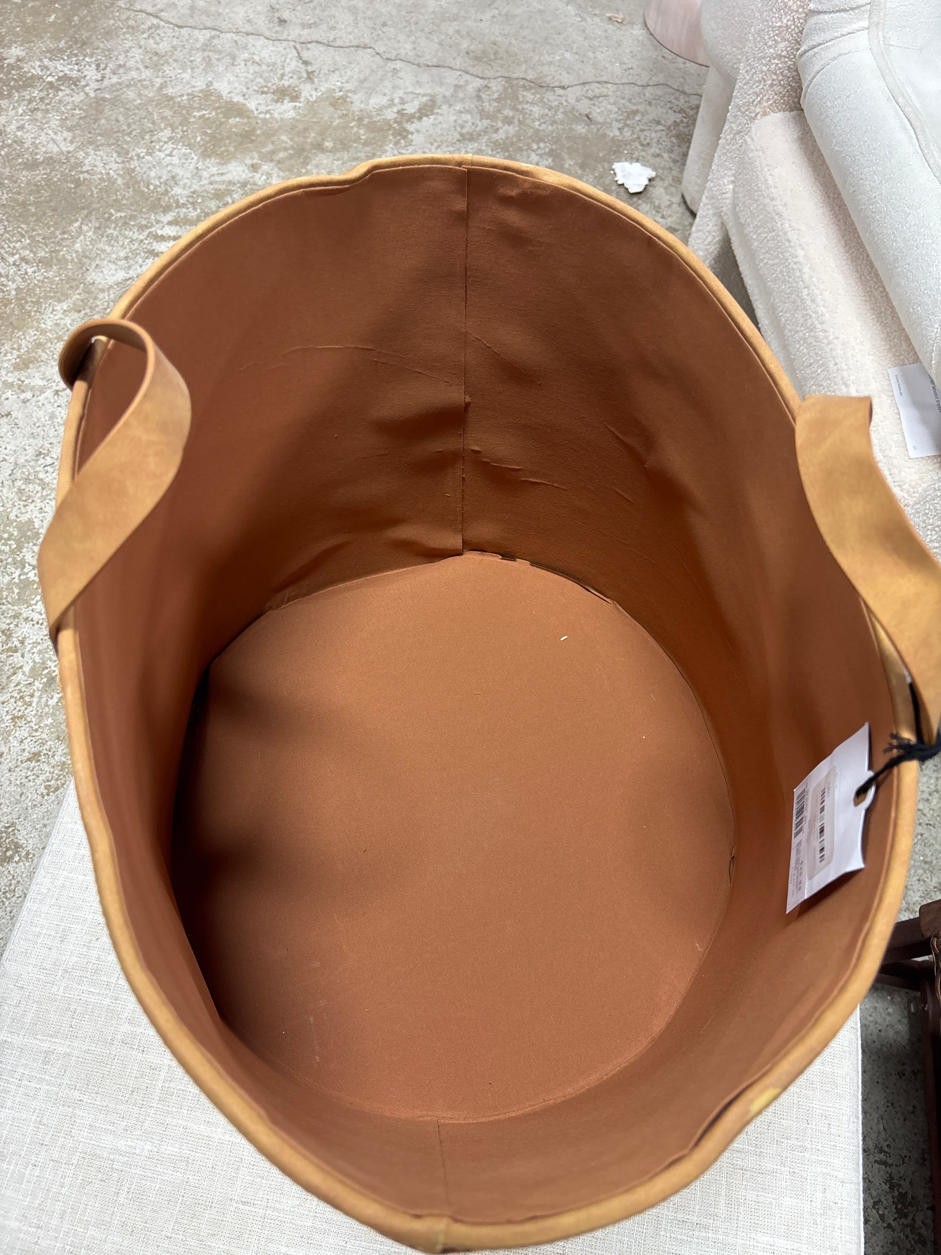 Large Faux Leather Storage Bin Camel Brown SHOWROOM ITEM