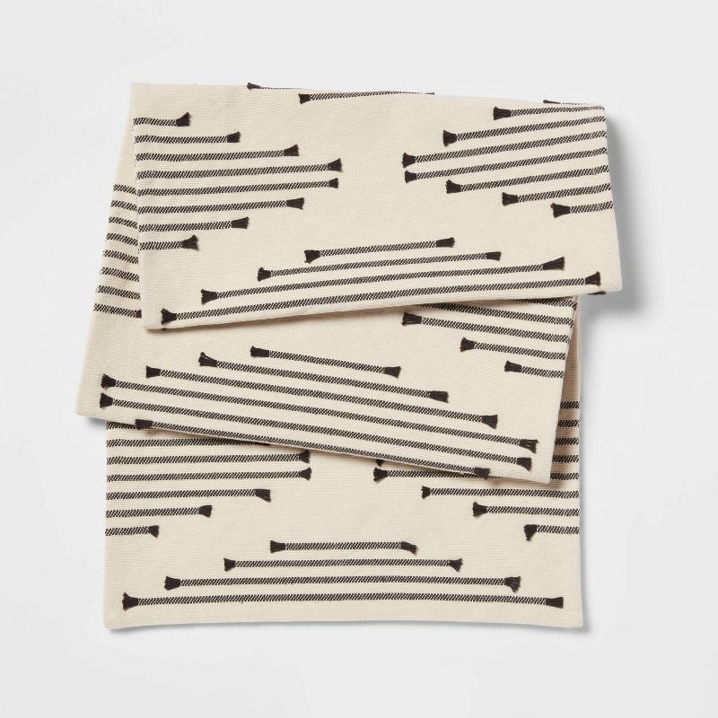 72" x 14" Cotton Modern Diamond Table Runner - Threshold™: Traditional Black Kitchen Decor, OEKO-TEX Certified SHOWROOM ITEM