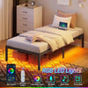Bed Frame with USB Charging Station, Twin Bed Frame with LED Lights, Platform Bed Frame with Heavy Duty Steel Slats, 14