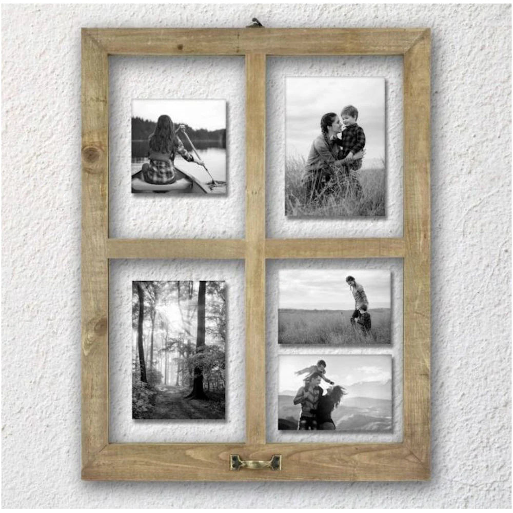 Windowpane 4 Open Collage Float Frame Raw Wood Brown
