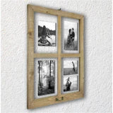 Windowpane 4 Open Collage Float Frame Raw Wood Brown