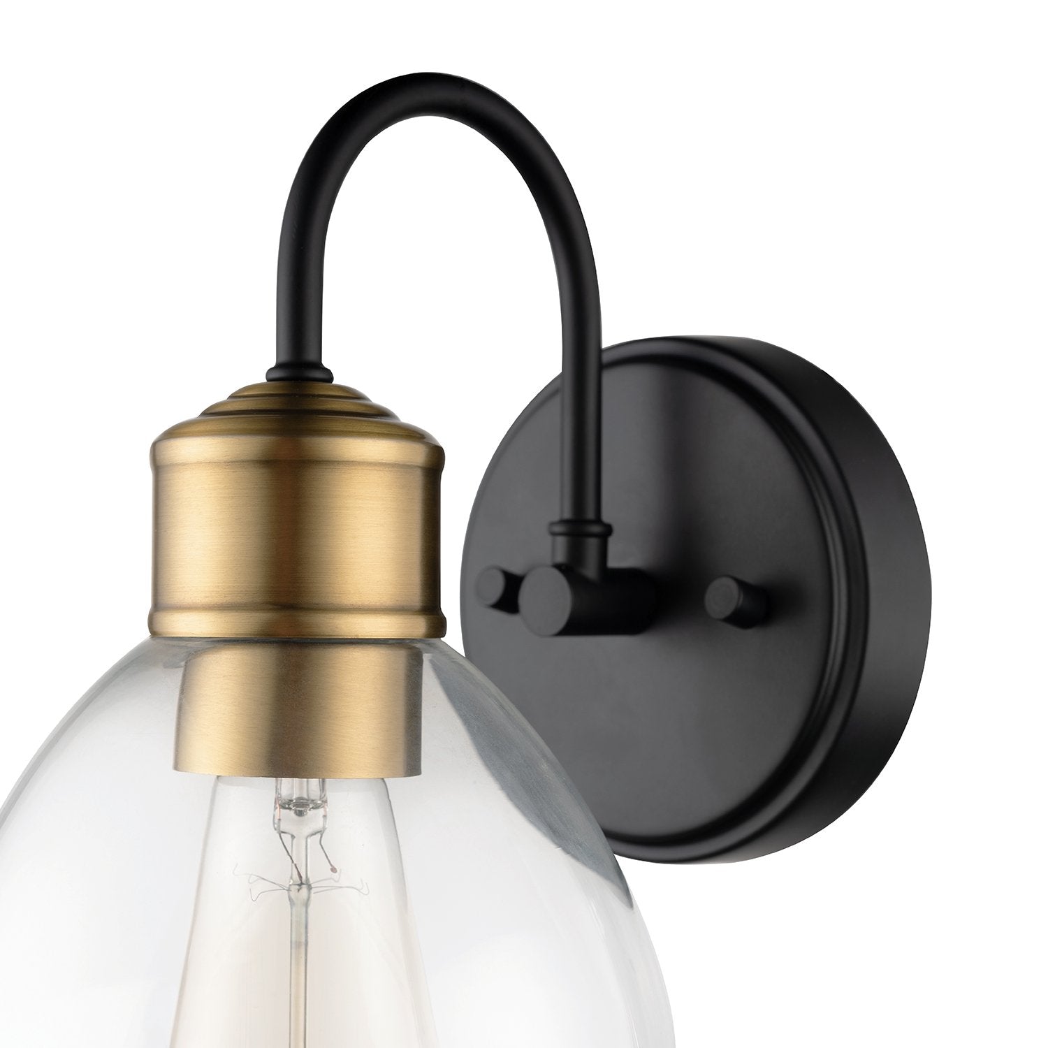 Brown 1-Light Dark Bronze Wall Sconce Light with Clear Glass Shade