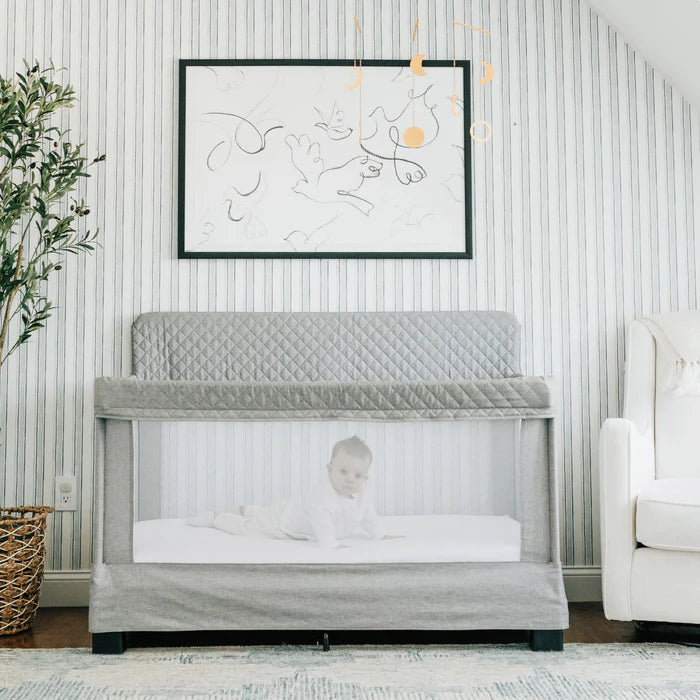 Horizon Full Size Mesh Crib-Quilted Pebble Grey