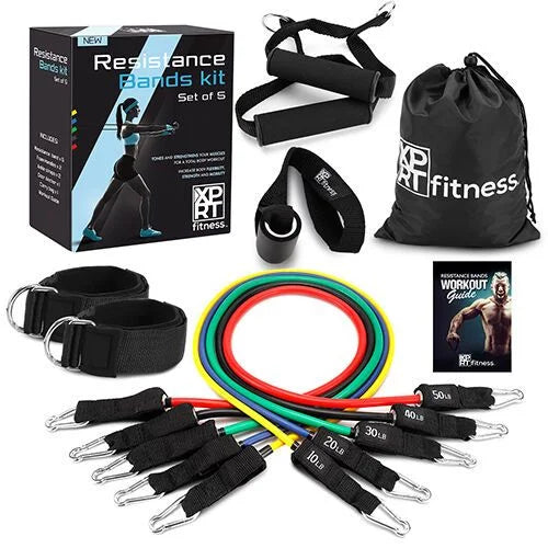 11 PCS Resistance Tube Workout Bands Set - Fitness Strength Training