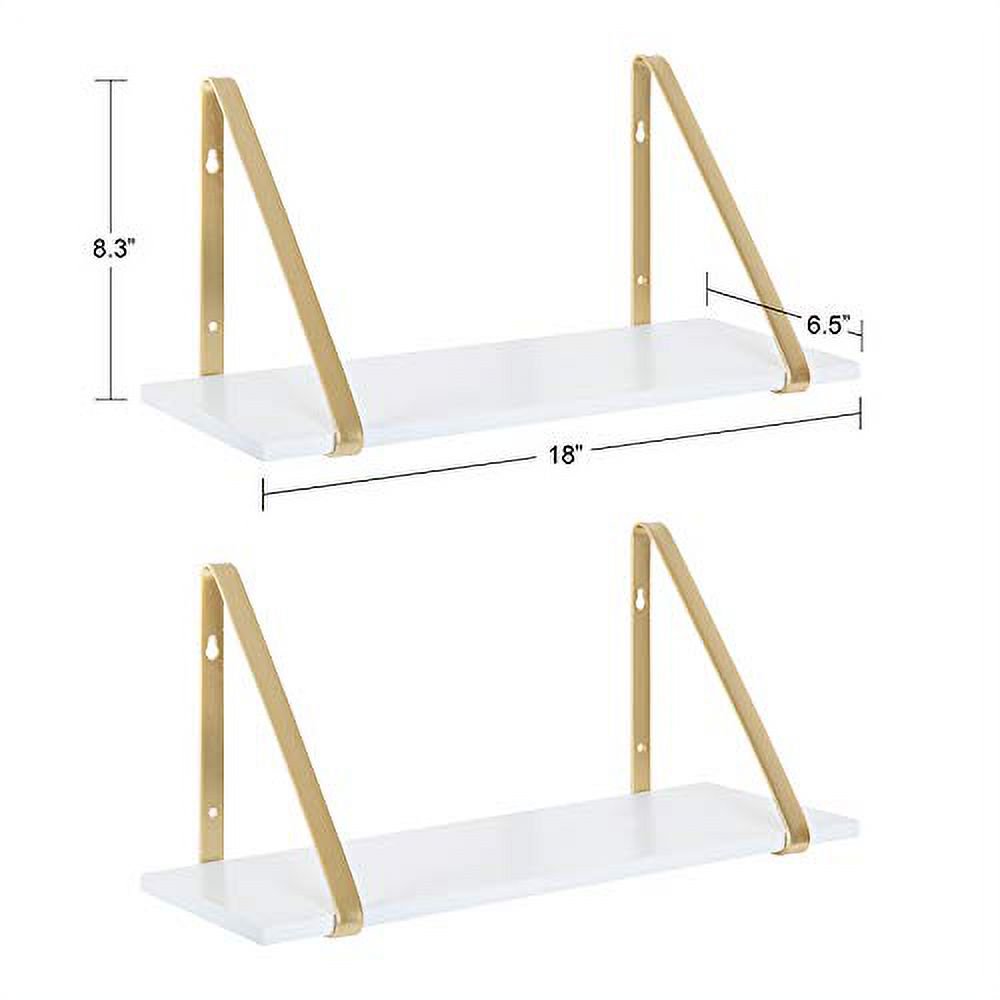 Soloman Modern Wooden Shelves, White and Gold, 2 Piece Set