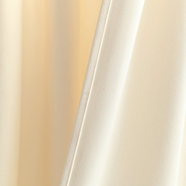 PrimaVelvet Solid Light Filtering Back Tab/Rod Pocket Window Curtain Panels Ivory 54 x 84 Set of 2