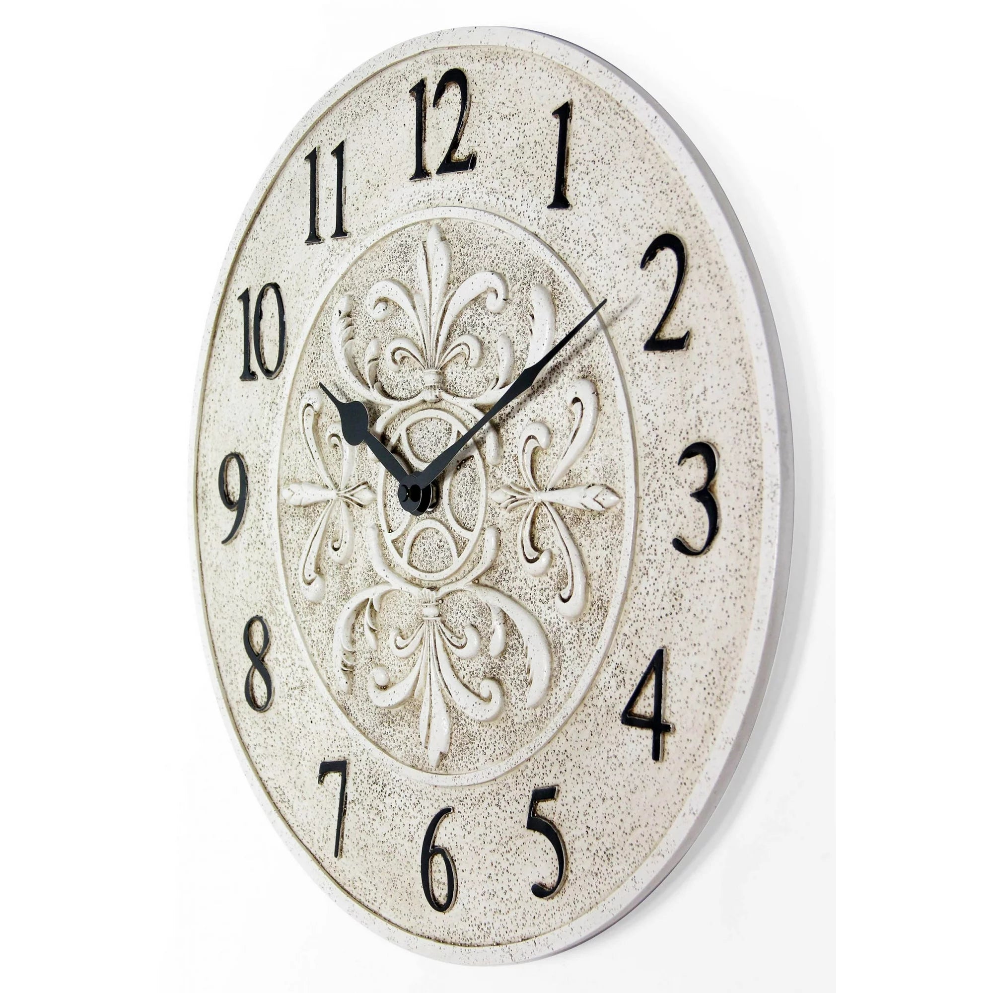 Blanc Fleur Weathered Off-White Outdoor 15-inch Analog Wall Clock