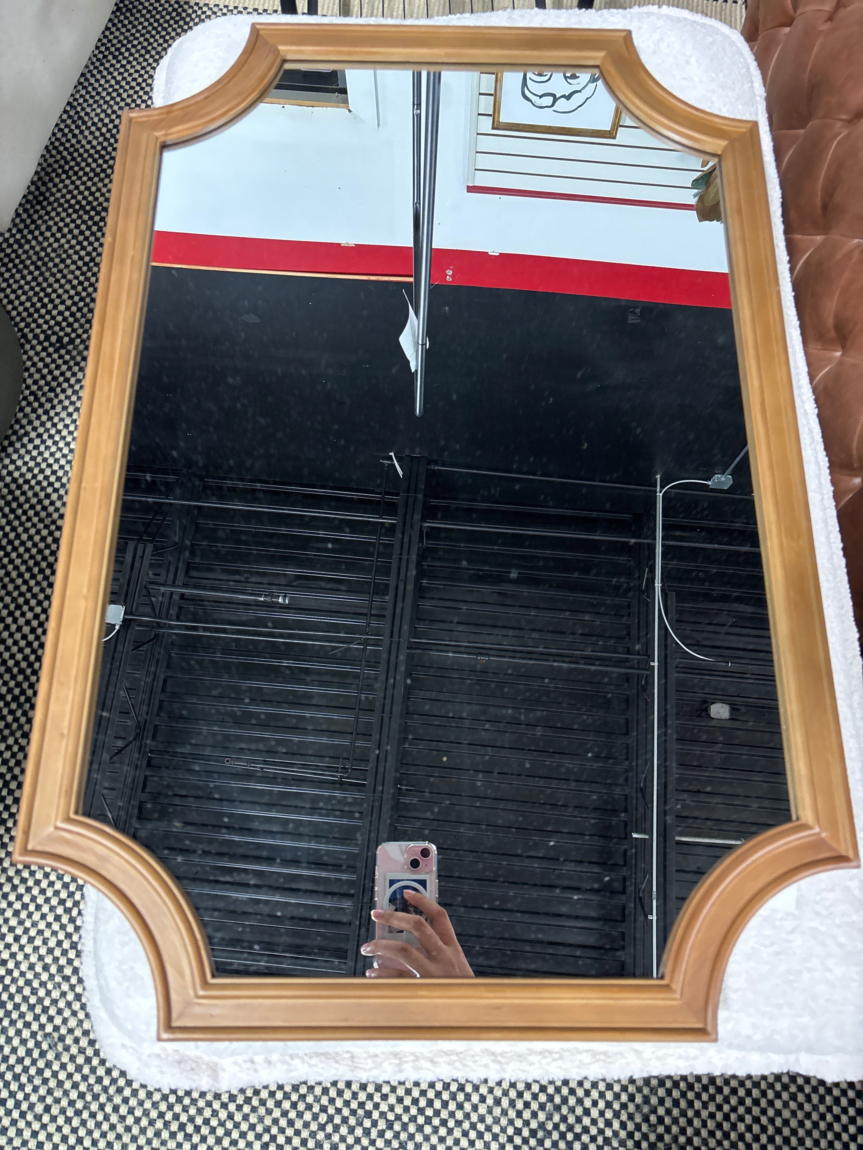 20" x 30" Wood Framed Mirror with Scallop Corners - Rustic Brown SHOWROOM ITEM