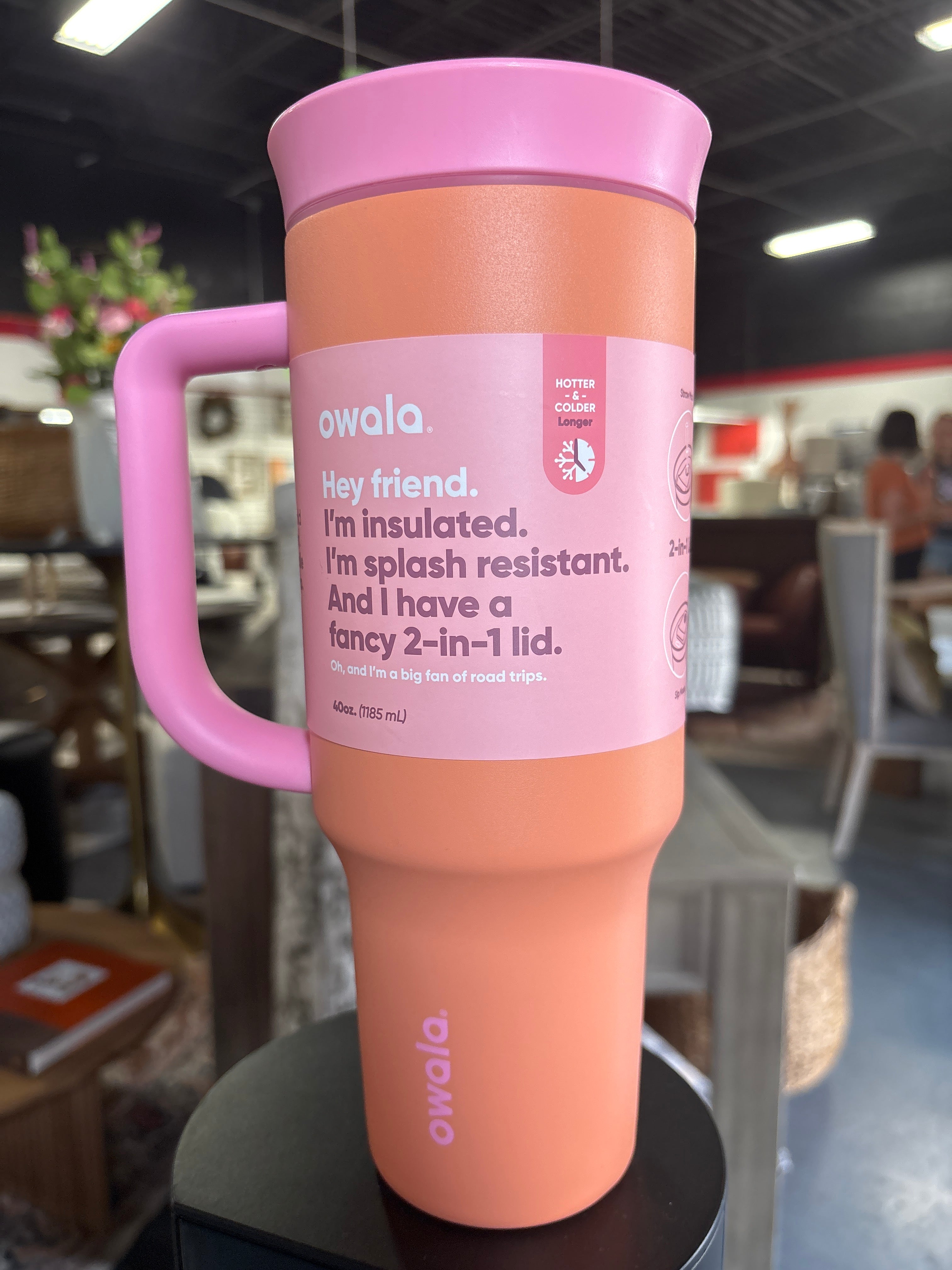 (No straw) Owala 40oz Stainless Steel Straw Tumbler - Tangy Tango SHOWROOM ITEM