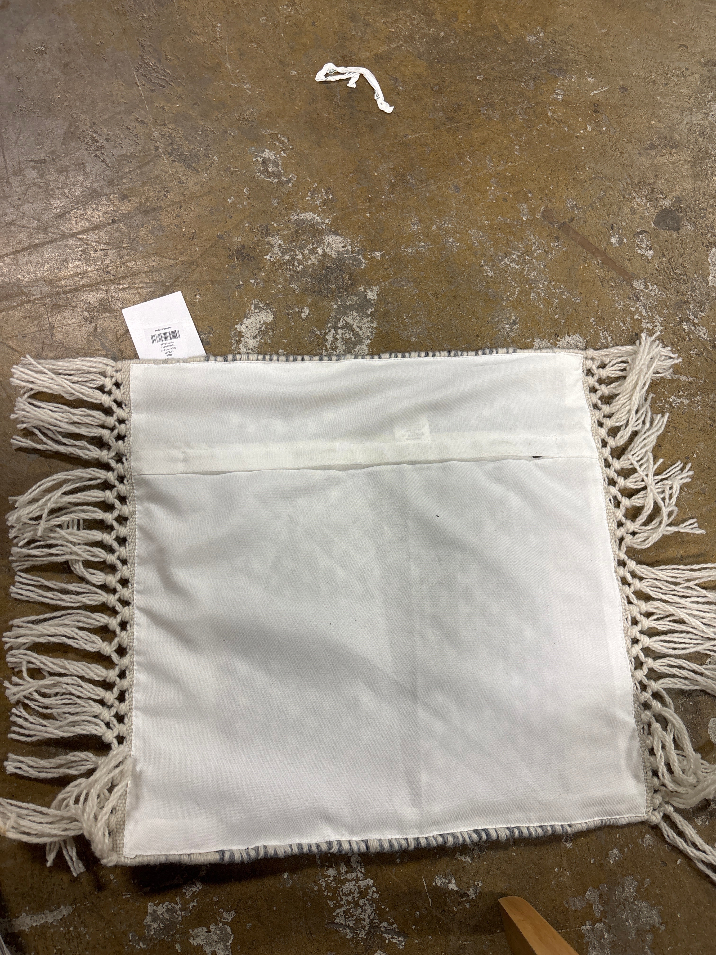 18"x18" Tassels Indoor/Outdoor Pillow Cover - Gray/Ivory SHOWROOM ITEM
