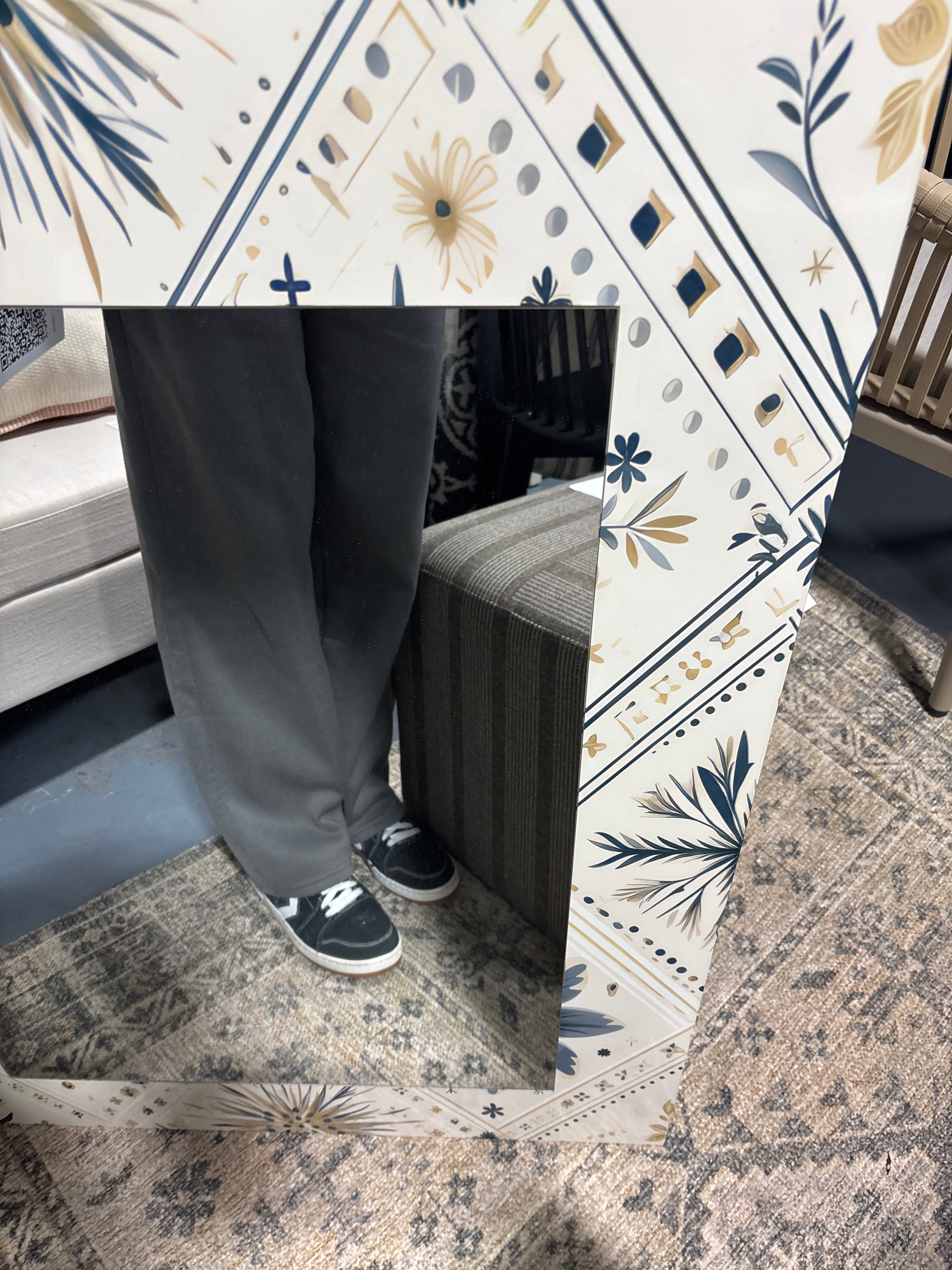 40"x30" Adaryl Vintage Neutrals Mosaic Flowers SHOWROOM ITEM