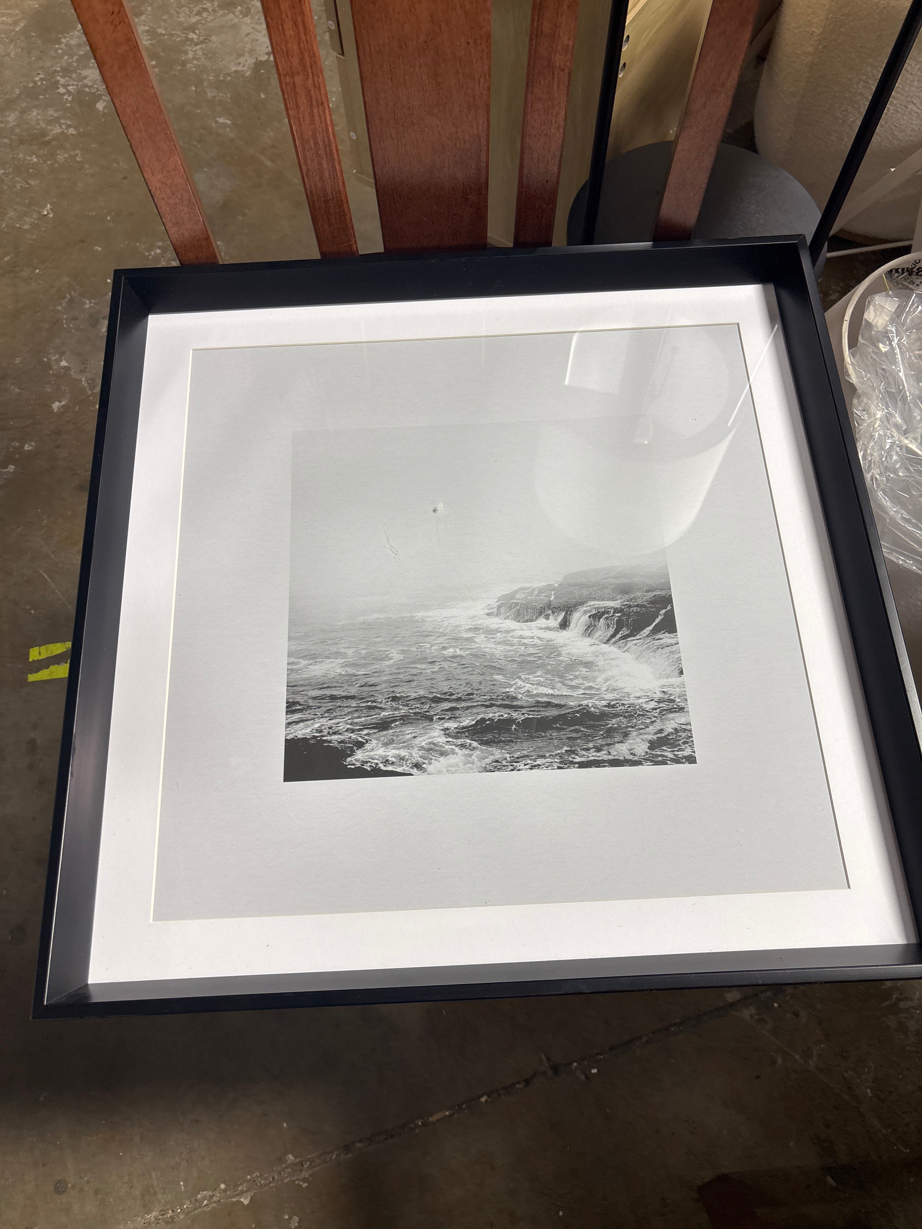 20" x 20" Foggy Shore Framed Wall Art - Black SHOWROOM ITEM