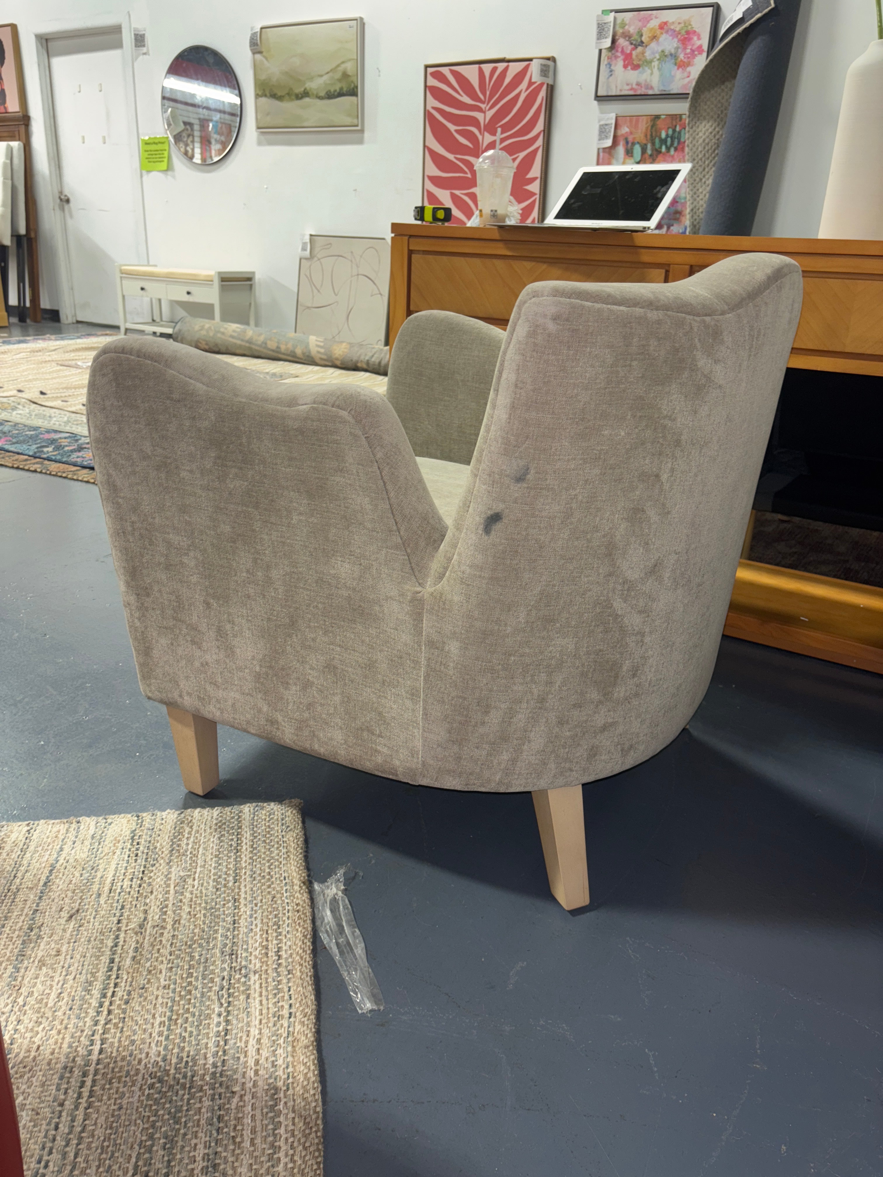 Wing Arm Accent Chair - Beige SHOWROOM ITEM