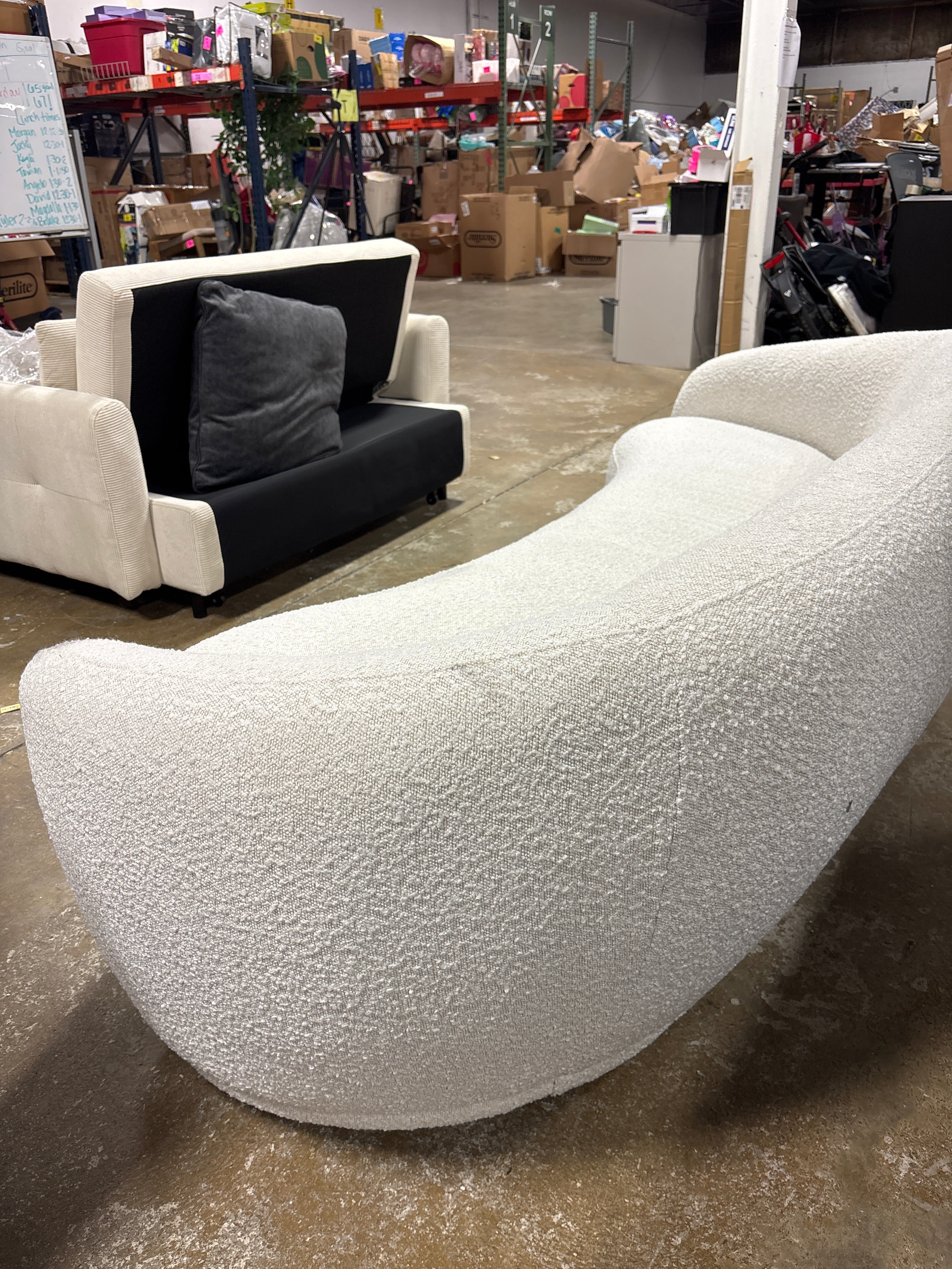 Foyzul 90" Rolled Arm Chesterfield Sofa - Cream Boucle SHOWROOM ITEM