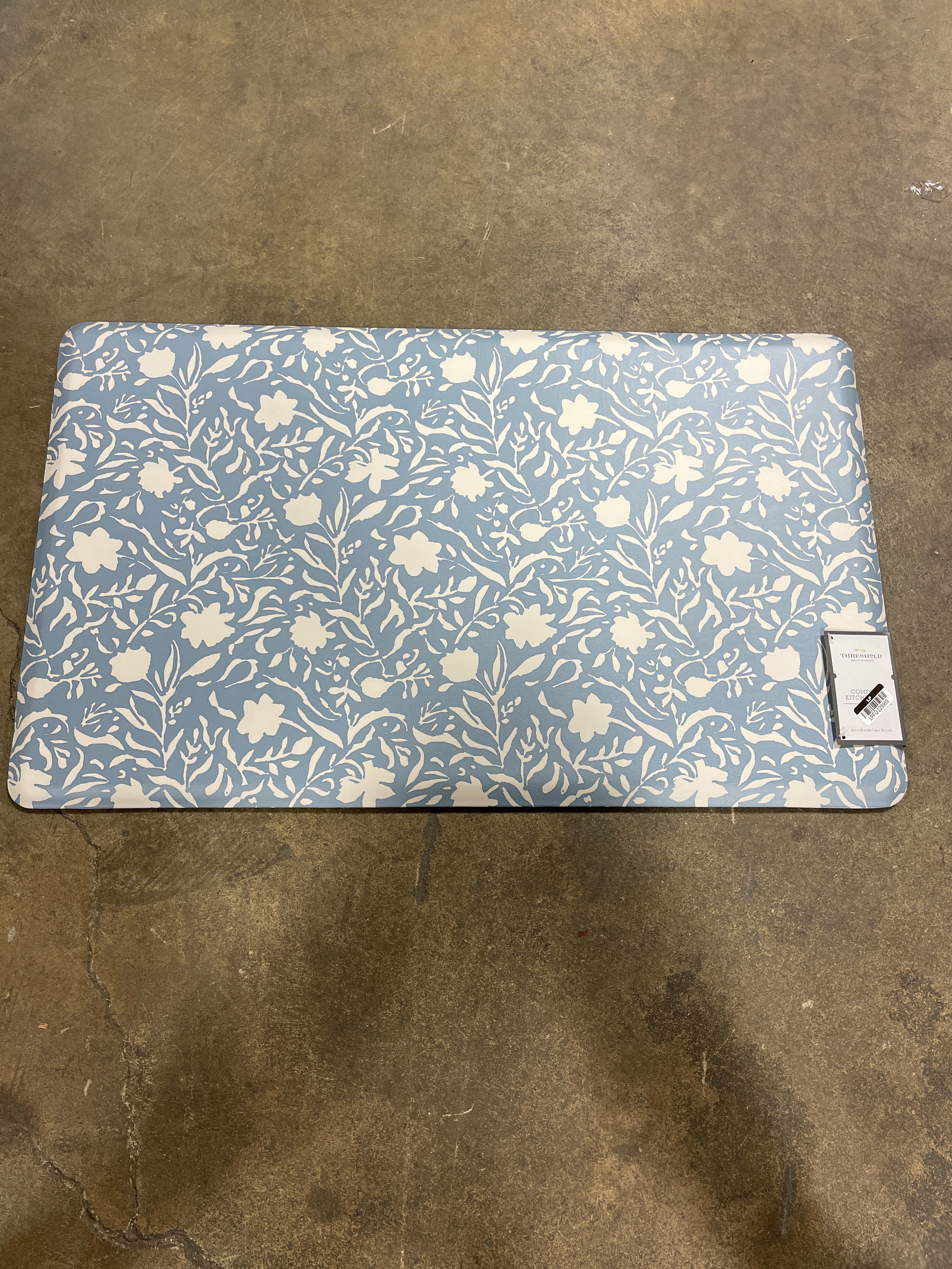 Blue Floral Threshold Comfort Kitchen Mat, final cut