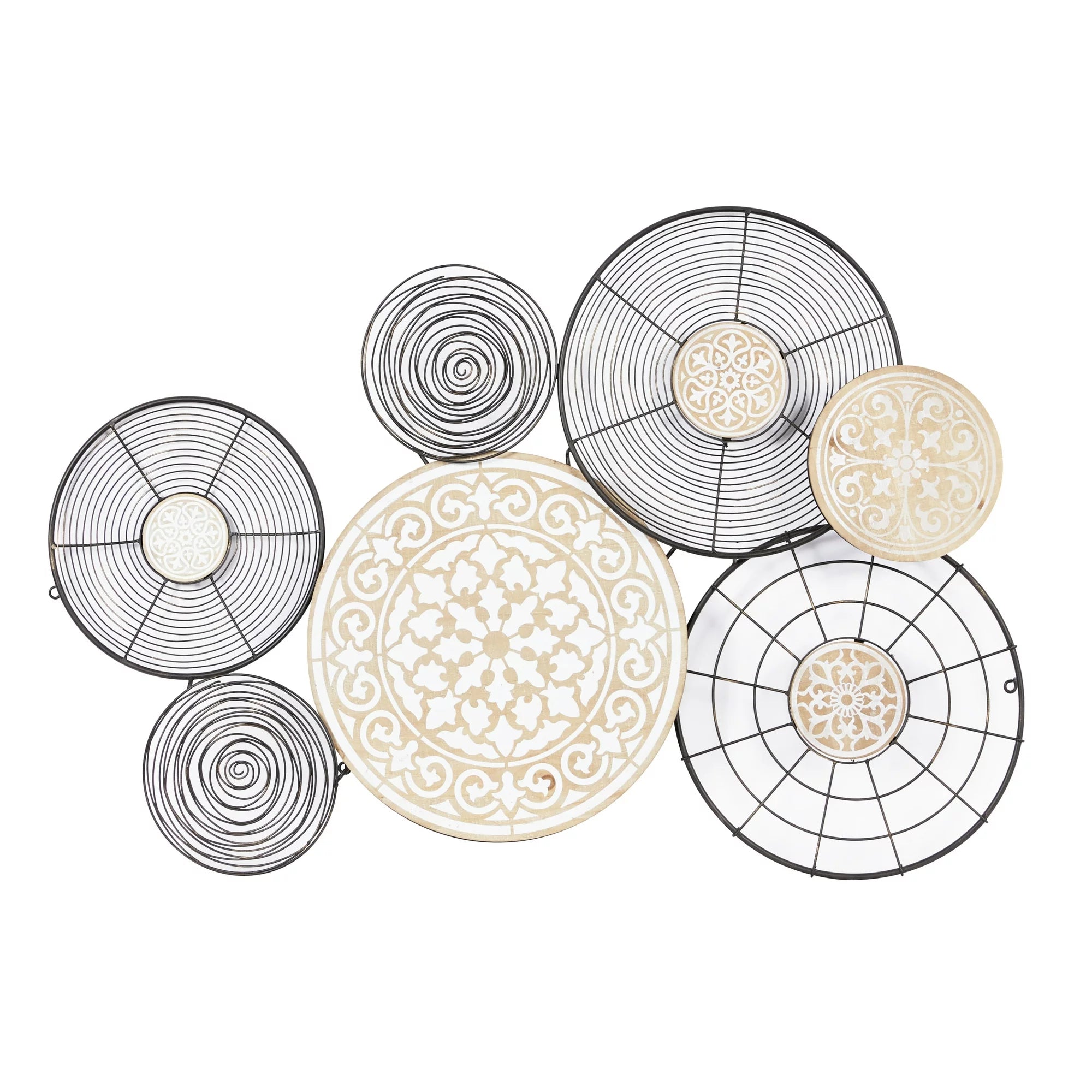 Black Metal Plate Wall Decor with Intricate Pattern