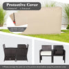 3-Piece Patio Wicker Furniture Set Storage Table with Protect Cover Cushioned in Off White