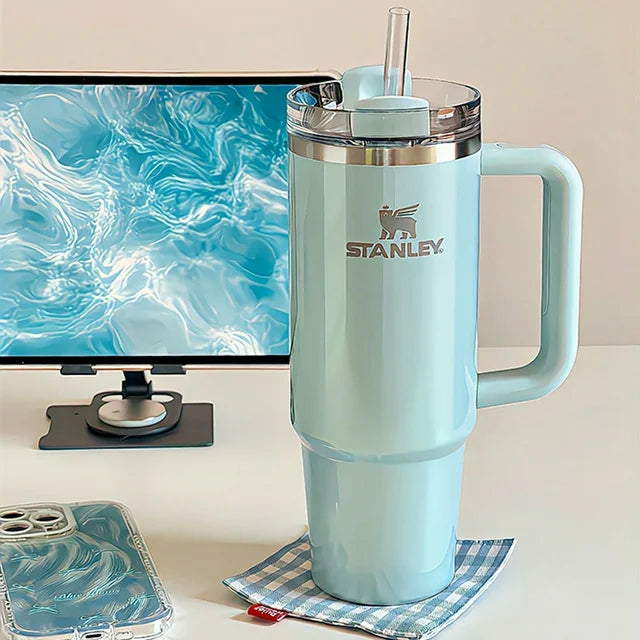 40oz Elegant Sand-Flow Stainless Steel Tumbler - Blue SHOWROOM ITEM