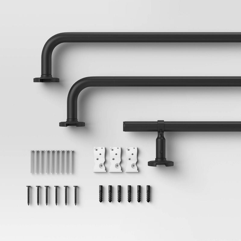 Blackout Rounded Curtain Rod Black - Matte Black, Steel & Aluminum, Quick Mount