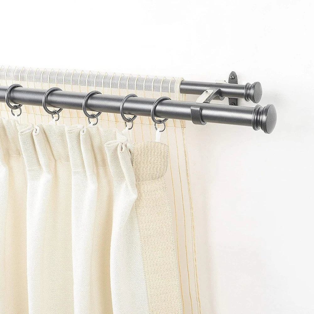 Adjustable Double Curtain Rod for Windows & Doors Curtains with Endcap ...