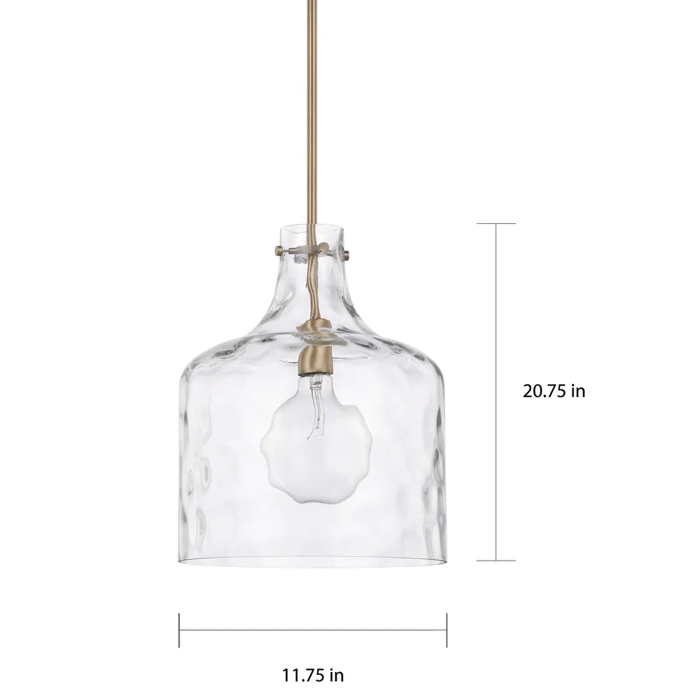 1-Light Clear Water Glass Shade Pendant - Brushed Nickel (final cut, no further discounts)
