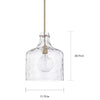 1-Light Clear Water Glass Shade Pendant - Brushed Nickel