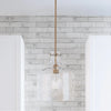 1-Light Clear Water Glass Shade Pendant - Brushed Nickel