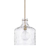 1-Light Clear Water Glass Shade Pendant - Brushed Nickel