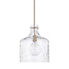 1-Light Clear Water Glass Shade Pendant - Brushed Nickel (final cut, no further discounts)