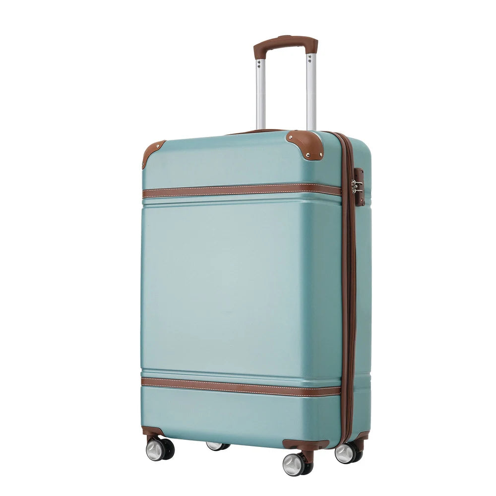 1 Piece Luggage with TSA lock, Expandable Lightweight Suitcase with Spinner Wheels for Travel - 20'' - Blue+Green