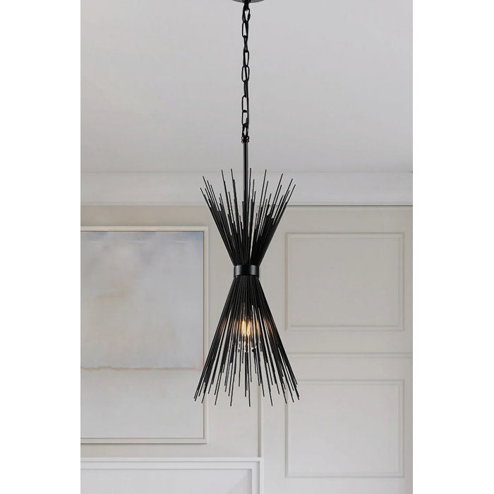 Black 1- Light Sputnik Spike Pendant Lamp Unique / Statement