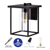1-light Matte Black Outdoor Wall Sconce Lantern with Clear Glass Shade