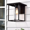 1-light Matte Black Outdoor Wall Sconce Lantern with Clear Glass Shade
