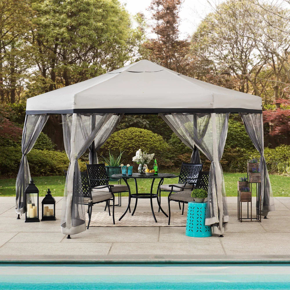 Hexagon Pop Up Gazebo with Netting