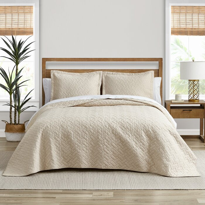 Full/Queen Quilt + 2 Standard Shams Dune 100% Cotton Percale Quilt Set