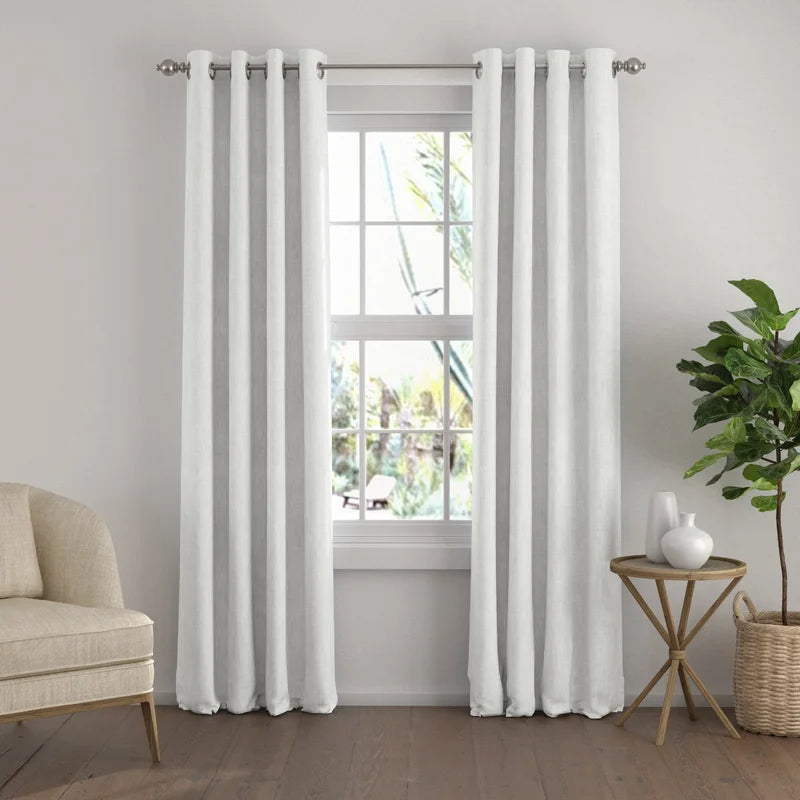 100% Blackout Textured Linen-Blend Grommet Curtain (Set of 2)