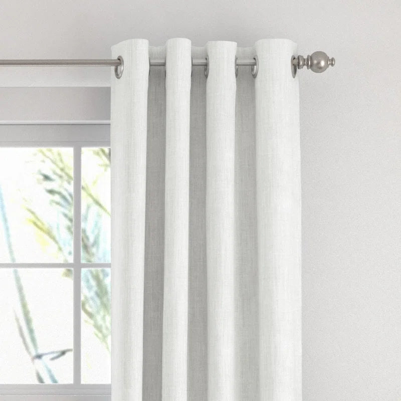 100% Blackout Textured Linen-Blend Grommet Curtain (Set of 2)