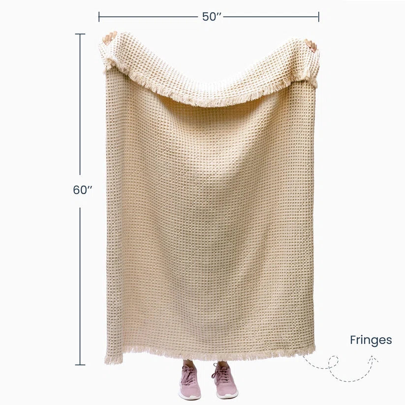 Cotton Waffle Weave Throw Blanket