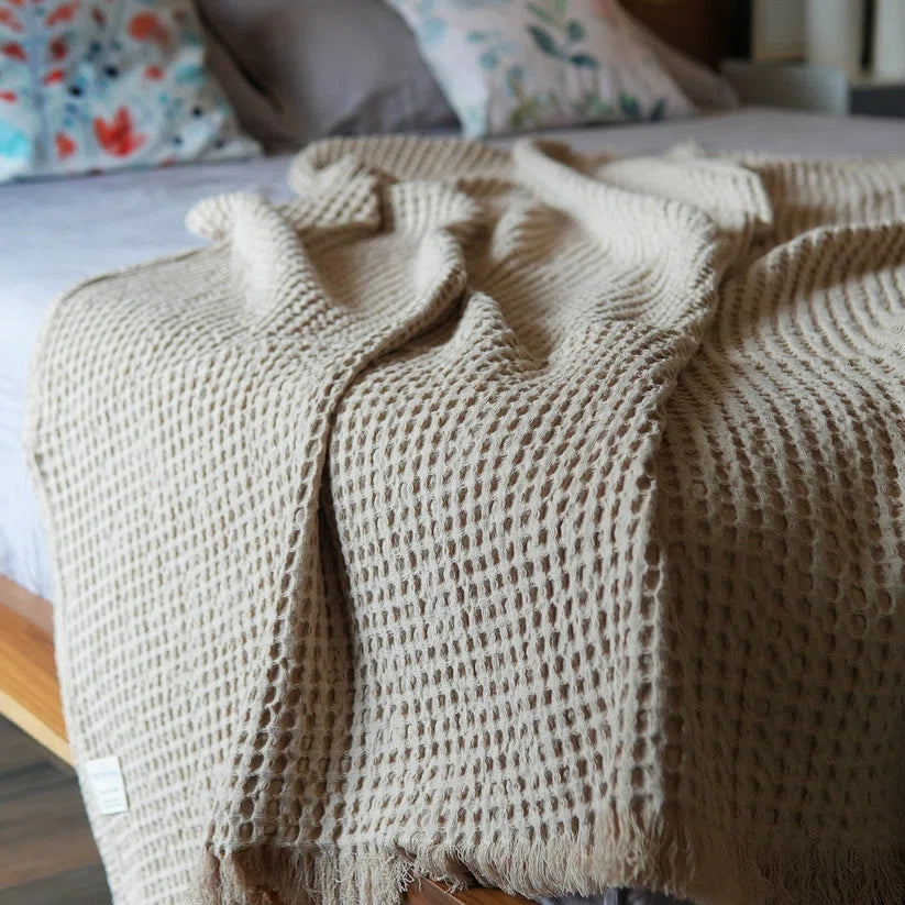 Cotton Waffle Weave Throw Blanket