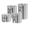 4-Piece Stainless Steel Canister Set with Acrylic Lid and Clamp