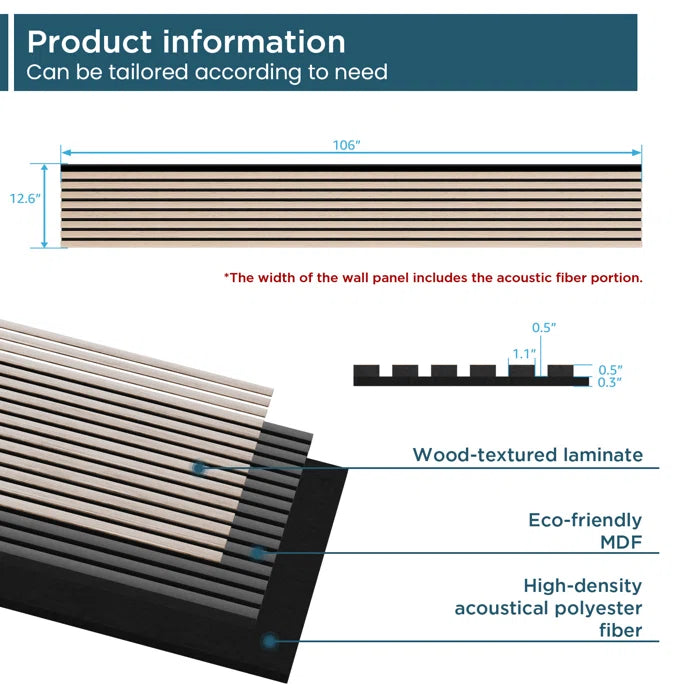 3D Acoustic/Sound proof Wood Slat Wall Panel - Set of 4