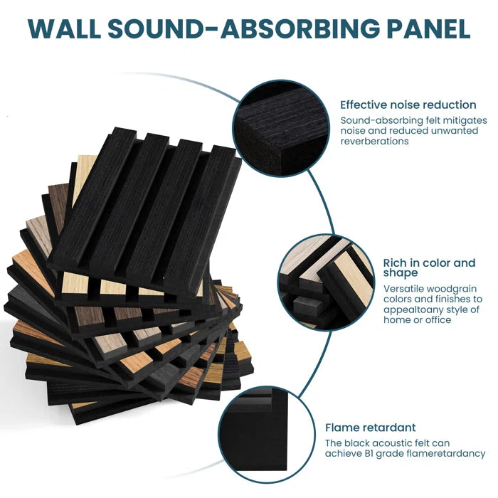 3D Acoustic/Sound proof Wood Slat Wall Panel - Set of 4