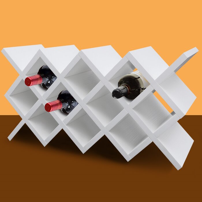 10 Bottle Wall Mounted Wine Bottle Rack in White