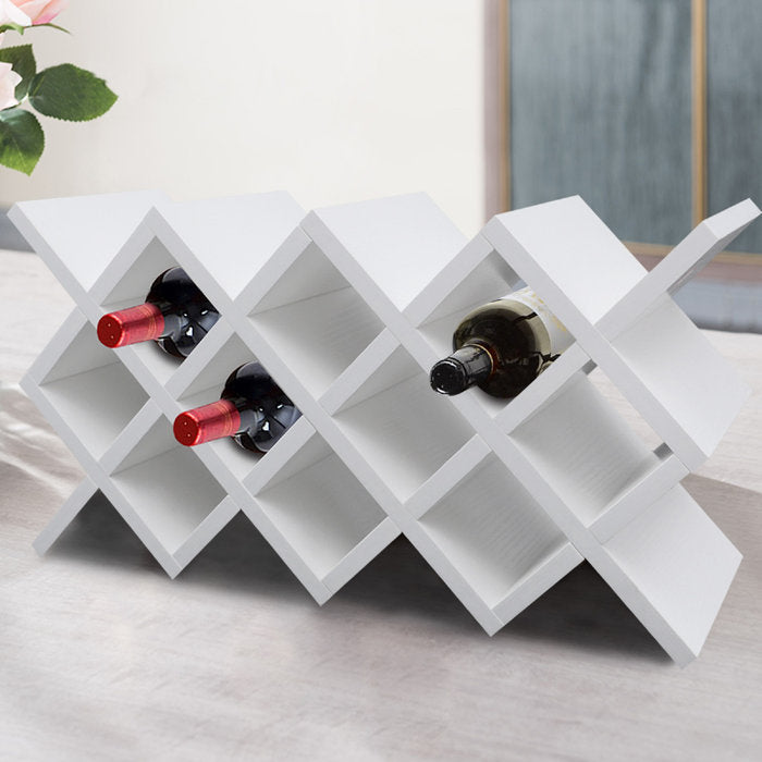 10 Bottle Wall Mounted Wine Bottle Rack in White