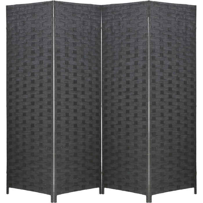 Black Bamboo/Rattan Folding Room Divider