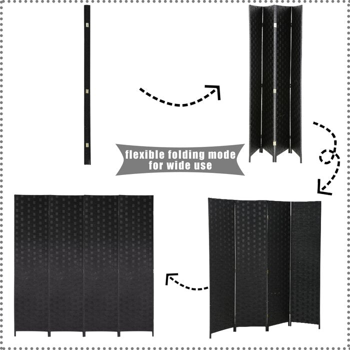 Black Bamboo/Rattan Folding Room Divider